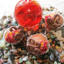 鬼滅の刃:赤い精神の核♡魂の火炎文様の米粉入りチョコ蒸しパン♪