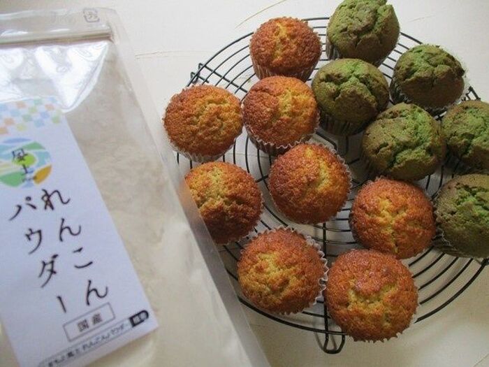 作り置きおやつ!一度にまとめ作り!プレーン&抹茶味 蓮根入りカップケーキ~♪