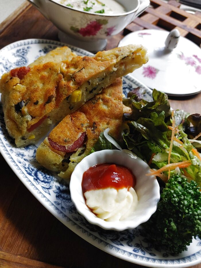 【大豆製品アレンジレシピ第1弾】おから&豆腐のおかずパンケーキ
