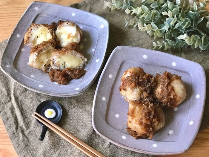 カマンベールチーズとりんごの豚バラ巻・りんご味噌ソース