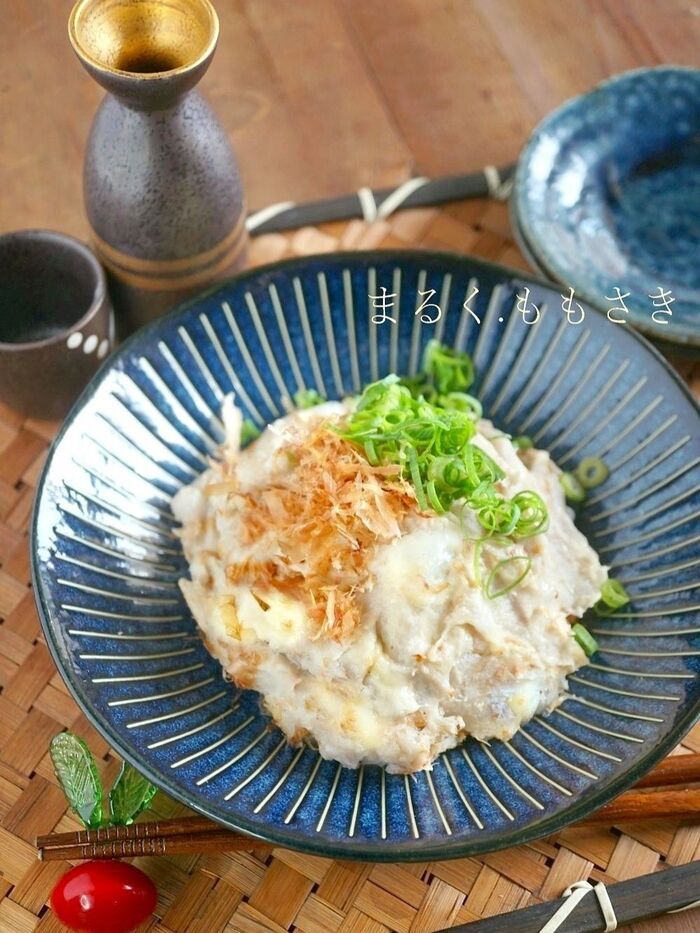 味付けは麺つゆと日本酒♪ねっとり~里芋とチーズの和サラダ