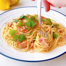 【楽めし】ベーコンと紫蘇のレモン醤油パスタ♪