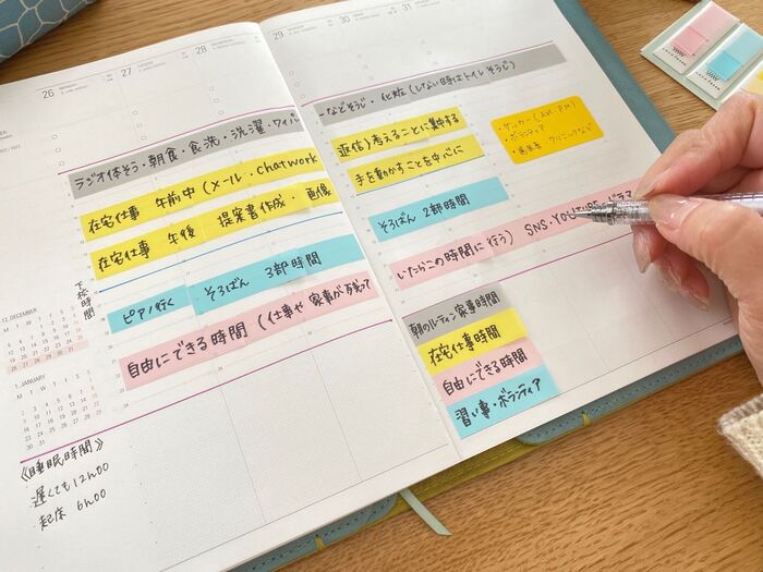 手帳購入後のひと手間が吉!気持ちよく月曜日を迎えるための手帳下ごしらえ「1週間のわたし時間割表」