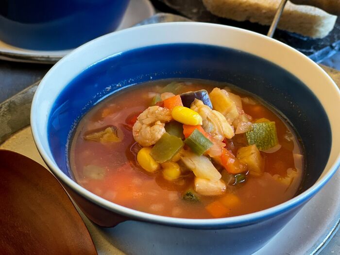 冷凍食材活用のミネストエローネス風スープ