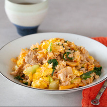 豚肉とチンゲンサイのキムチチャーハン