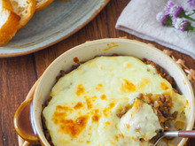 ごろごろかぼちゃとひき肉の豆乳グラタン