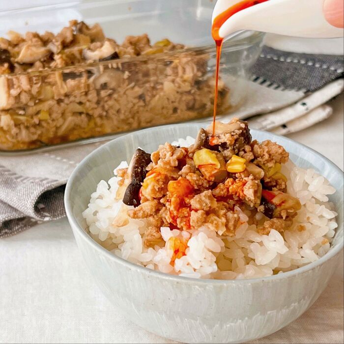 【楽めし】ひき肉と椎茸のご飯泥棒