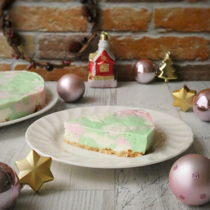 電子レンジ★クリスマスのレアチーズケーキ