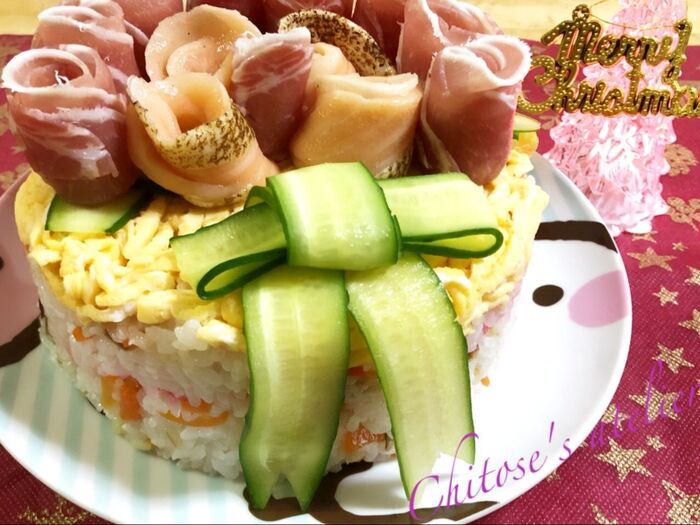 Christmasには好きな物で作る寿司ケーキ♡✨