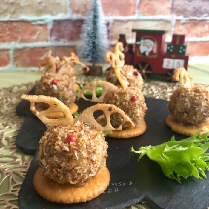 【大人クリスマスにオススメ】疲労回復☆トナカイの揚げないひと口コロッケ #レンチン #子供