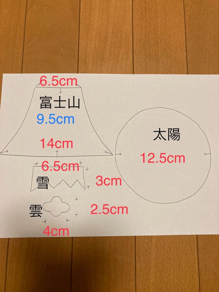 ①パーツ型紙を作る。