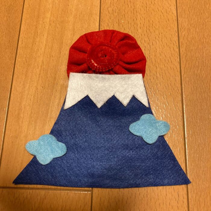 ⑤太陽と雲を富士山に貼り付け、パーツ完成!