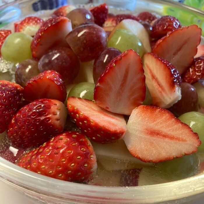 かき混ぜるとゼリーがキラキラでとても綺麗でした