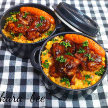 母とムスコのラブラブおソロ♪カレーチキン&カレーピラフでダブルカレー弁当