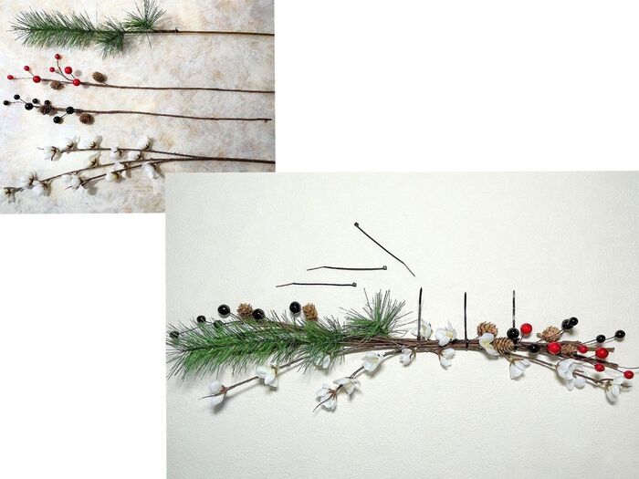 ⑤100均のフェイク枝物でバーを装飾