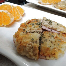 ハムとチーズでオートミールサンド