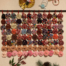 100均和布&ハギレで、お正月インテリア!ヨーヨーキルトのカフェカーテン♪♪