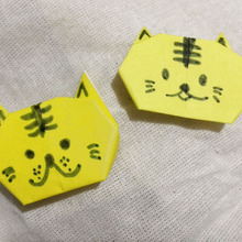 折紙*簡単ネコの折り方で虎フェイスに