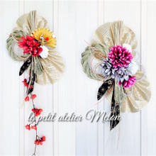 全部【100均】ランチョンリボンで花だけ変えれば毎年使えるしめ飾り♡