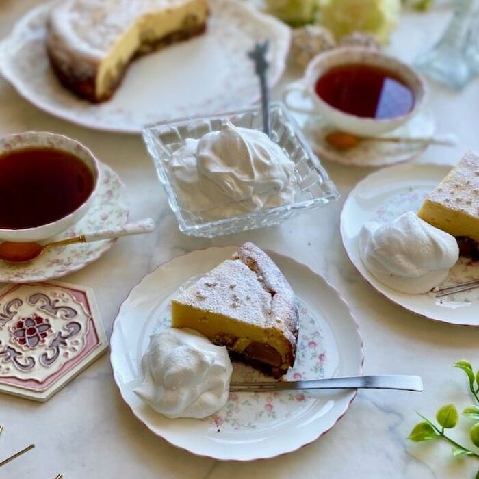 混ぜるだけでできちゃう!口どけなめらかな栗きんとんチーズケーキでティータイム