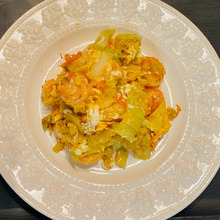 白菜とエビの炒め物、炒り卵でフワッと!美味しく〜しました