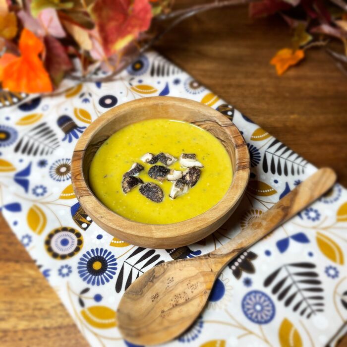 レシピ⑤　かぼちゃのスープと椎茸クルトンで　秋のスープ！