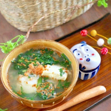 【七草粥の日の糖質オフレシピ】ほっこり胃に優しい♪春菊と鮭フレークのお粥さん