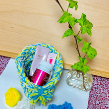 余った毛糸で丈夫な小物入れ「3本の矢ならぬ3本の毛糸」