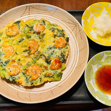 今が旬!ちぢみ雪菜DEたっぷりチヂミ!ポン酢でいただきます(^O^☆♪