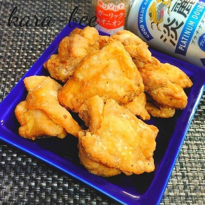 簡単めちゃウマ♪ビールが進むガーリックオニオン唐揚げ