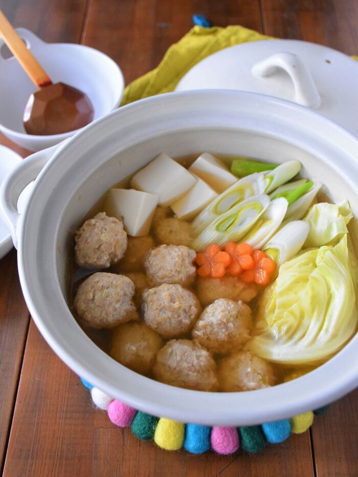 我が家の定番お鍋①豆腐入りふわふわ鶏団子鍋