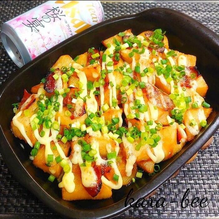 簡単おつまみ♪長いもとベーコンの照りマヨグリル