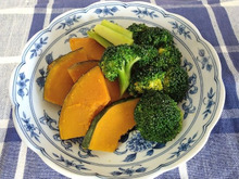 ポン酢を使ったカボチャとブロッコリーの揚げびたし風