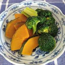 ポン酢を使ったカボチャとブロッコリーの揚げびたし風