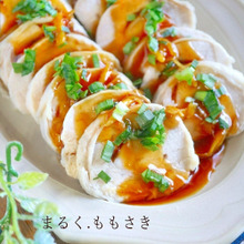 レンジで4分!柔らかむね肉のチキンロールのコツ♪薬味とろみ餡