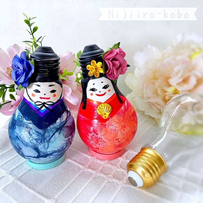 電球で⁉︎ オシャレかわいいお雛様♪