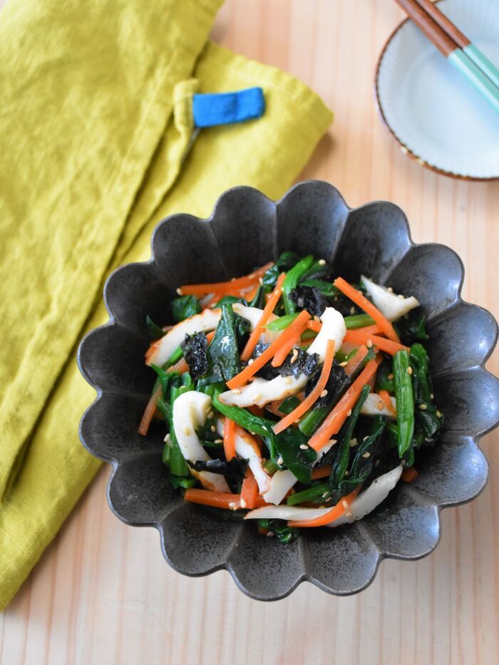 冬野菜でミニおかず!ほうれん草とちくわのコク旨ナムル