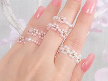心ときめく春色ビーズアクセ♡ピーチブロッサムリング