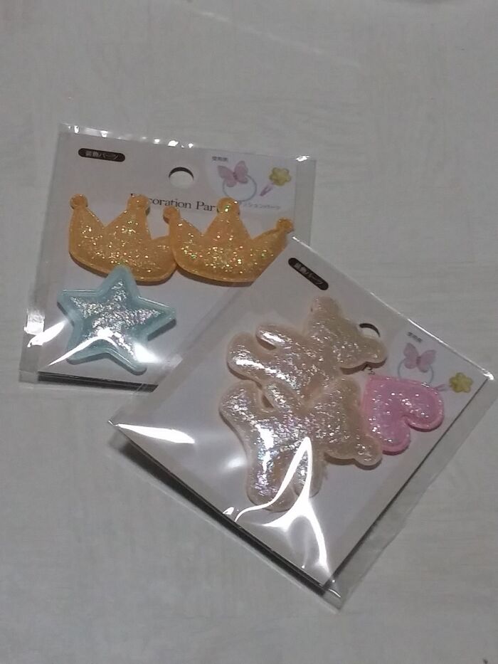 セリアのハート&星の装飾パーツをパッチンどめにつける