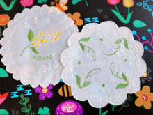 セリア♡春らしいミモザとすずらんの刺しゅうマット♡