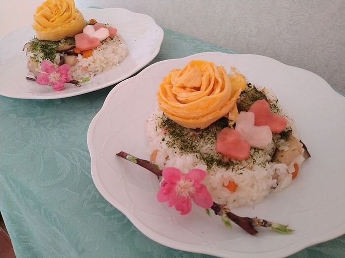 黄色いバラのちらし寿司