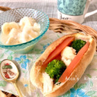 イタリアンカラーが可愛い♡カリフラワー＋ブロッコリーのレシピ③サラダチキンのホットサンド