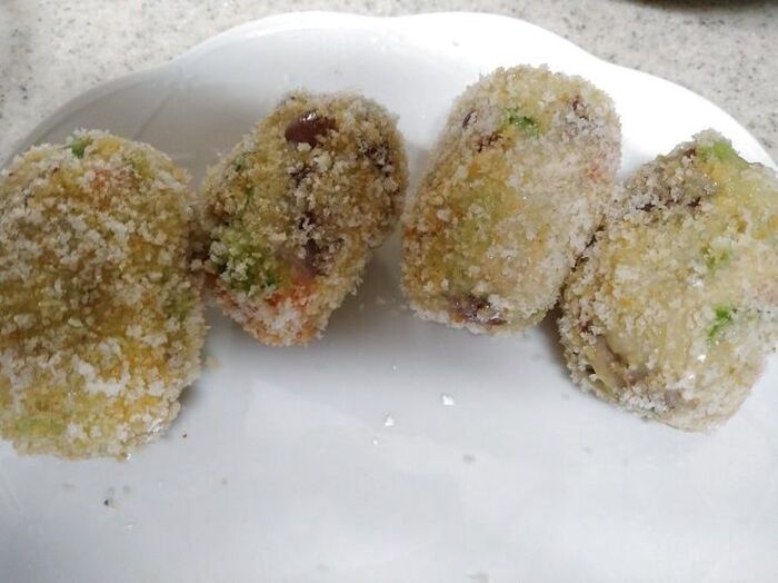 揚げる準備をして揚げる