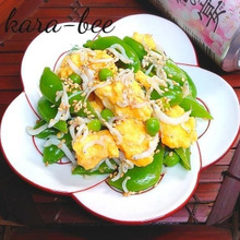 春色おつまみ♪スナップエンドウとふんわり卵のしらす和え