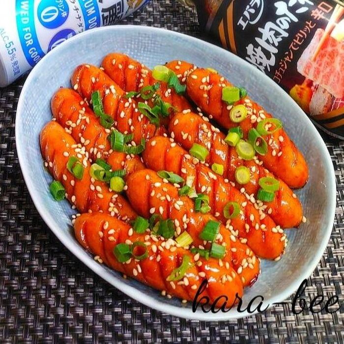 簡単めちゃウマ♪焼肉のたれで甘辛照り焼きウインナー