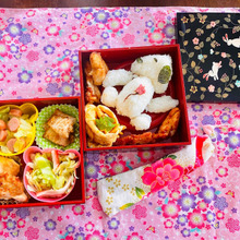 スヌーピーで春はあけぼの弁当!食品15品目以上は使ってますよ(⌒▽⌒)