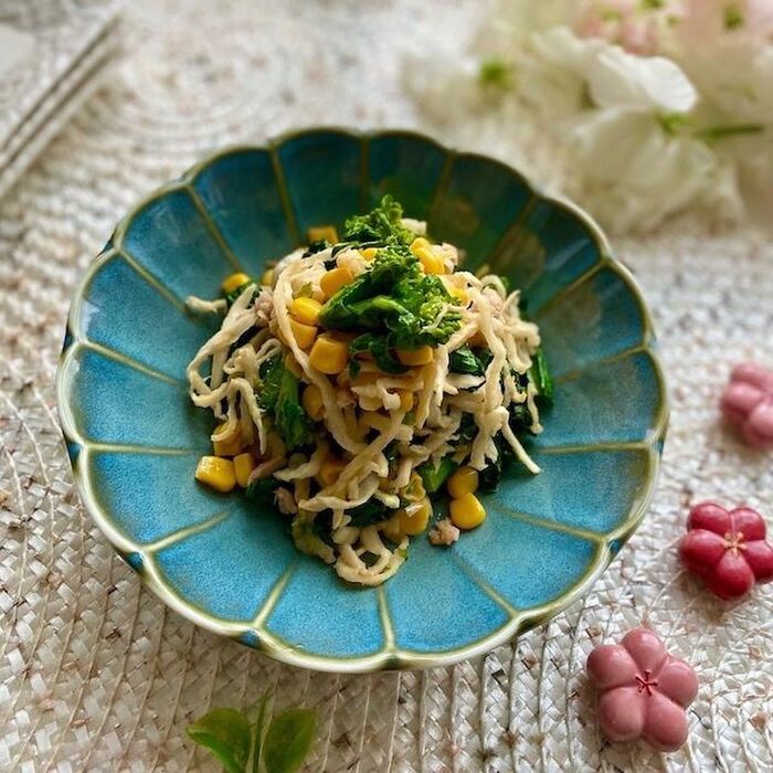 柚子胡椒でピリッと切り干し大根と菜の花のポン酢和え
