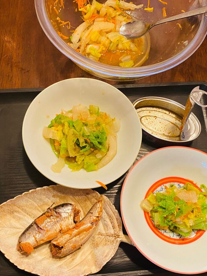 缶詰の汁で和物