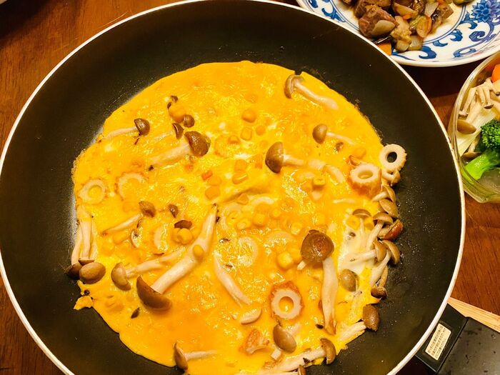フライパン1つDEキノコオムレツ🎶隠し味にはアレ(*^◯^*)
