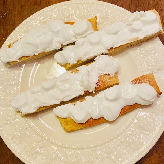 片付けもデコレーションも楽チン マシュマロバナナケーキ(*^◯^*)